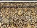 Pretty Indo Persian Rug 6x9, Allover Floral Motif with Birds, Tan/Cream, Very Fine Oriental Carpet, Hand Knotted Vintage Indian Wool Rug