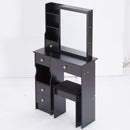 29.2' Small Size Left Drawer Desktop Vanity Table + Cushioned Stool, Extra Large Right sliding mirror, Multi Layer High Capacity Storage, Practical Fashionable Dresser, Suitable For Small Space