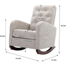 High Back Rocking Chair Nursery Chair .Comfortable Rocker Fabric Padded Seat .Modern High Back Armchair