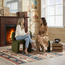 Green Chenille Upholstered Accent Chair With Ottoman