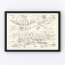 Vintage Map of Fitchburg, MA Business Section 1946