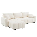 [VIDEO] 110' Modular Sectional Sofa, L Shape with Extra-large Seat, Pull-line Design, Movable Ottoman, High Density Foam, Free Combination, Sturdy Metal&Wood Frame, Boucle Fabric, 3 Colors