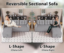 Reversible Sectional Sofa Couch, Sleeper Sofa Bed with Storage Chaise Pull Out Couch for Living Room | Hidden Stroge | Pull Out Bed | Removable Backrest | Linen Fabric, Light Grey