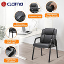 Black Leather Guest Chair 2 Pack With Padded Armrests