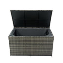 Outdoor Storage Box, Wicker Patio Deck Boxes With Lid, Outdoor Cushion Storage For Kids Toys, Pillows, Towel, Wicker