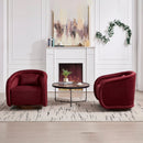 Swivel Accent Chair, 360-degree Swivel Barrel Chair with Velvet Fabric Upholstery, Comfy Pumpkin-Shaped Swivel Chair for Living Room, Bedroom, or Office