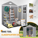 Campcraft 6*5ft resin storage shed, high quality pp material, strong structure, waterproof, rust and UV proof, large storage space, 12mm thick pp board, HD window lighting