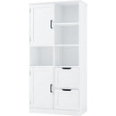 Bathroom Storage Cabinet with Doors and Drawers, Multiple Storage Space, Freestanding Style, Open Shelve, Adjustable Shelf, White