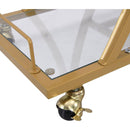 Golden Bar Cart with Wine Rack Tempered Glass Metal Frame Wine Storage
