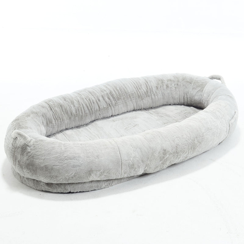 Human Dog Bed for Adult, Giant Extra Large Memory Foam Human Size Pet Bed for People, Fluffy Plush Dog Bed for Human with Storage Pocket  Cover Portable Handle Non-Slip Bottom