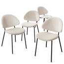 Set of 4 Upholstered Boucle Fabric Dining Chairs Mid-Century Modern Dining Chairs with Curved Backrest for Dining Room Kitchen (White)