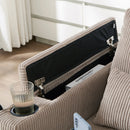 Convertible Chaise Lounge Sofa Chair with USB Ports, Cup Holders, Phone Holder, Storage, Brown Corduroy, 37.4'