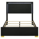 Marceline Wood Full LED Panel Bed Black