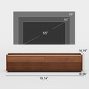 Walnut 78 Inch Mid Century Modern TV Stand With LED Storage