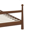 Mid-Century Modern King Size Solid Pine Wood Platform Bed with Upholstered Headboard in Boucle, No Box Spring Needed, Brown