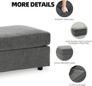 Stairatt Rectangular Gray Upholstered Ottoman Cushioned