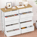 Compact 12 Drawer Dresser With Fabric Drawers And Wood Top