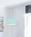 2 Light Swag Plug-In Pendant 16"w Island Paradise Linen Drum with Diffuser, White Cord