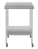 24''*18'' Commercial Work Table for Restaurant and Home Stainless Steel Kitchen Prep Table with Under Shelf and wheels