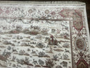 Large Turkish Silk Rug 8x10, Ivory, Hunting Design, Bamboo Silk, New