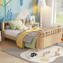 Twin Size Wood Platform Bed for Kids, Wood Low Profile Twin Bed with Rails for Girls and Boys, Natural (Patented Design)