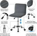 Dark Gray Velvet Armless Swivel Chair Height Adjustable
