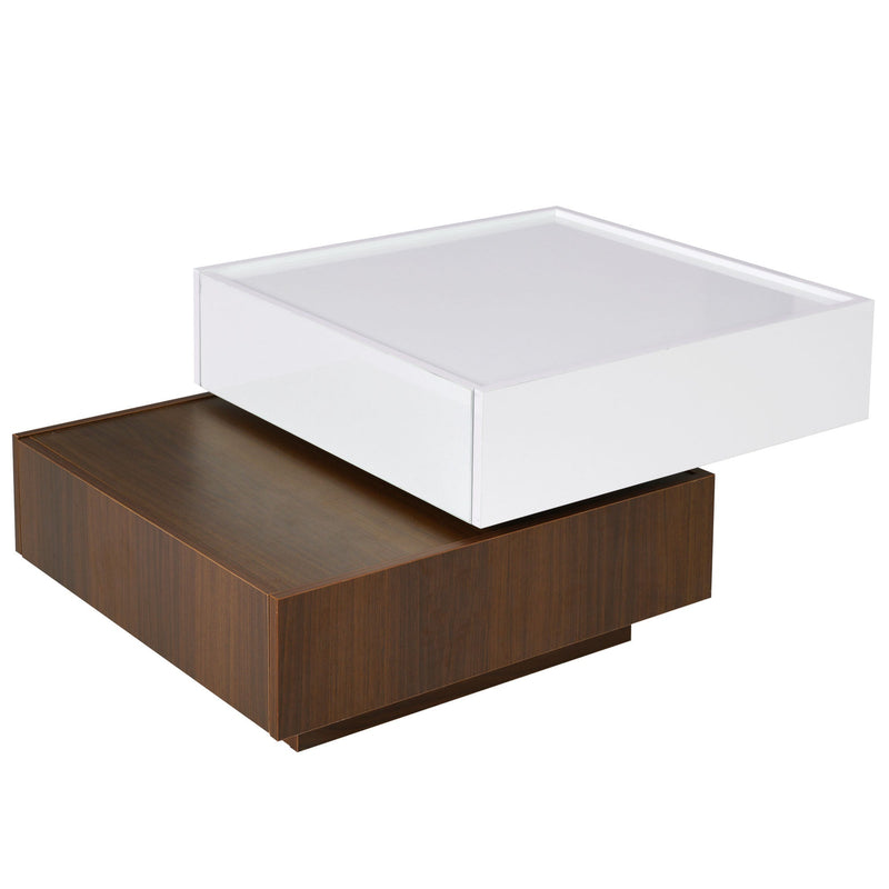 Walker Edison | Square Rotating Coffee Table with 2 Drawers