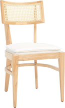 Dining Chair Natural Finish With Cane Detail Cushions
