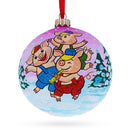 Three Little Pigs Glass Ball Christmas Ornament 4 Inches