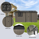 Metal garden sheds 12ftx10ft outdoor storage sheds brown with window with sliding door