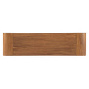 TREXM Rustic Console Table with Fluted Drawer Front, Entryway Table with Curved Corners & Thick Legs, Sturdy Sofa Table for Hallway & Living Room (Brown)