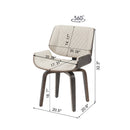 Mid-Century Modern Dining Chair - 360° Swivel, PU Leather, Ergonomic Design, Beige Upholstery, Bentwood Frame, Set of 2