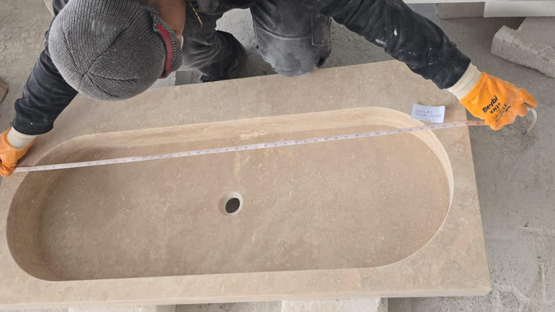 Light Travertine Natural Stone Basin Travertine Bathroom Sink (W)48" (D)22" (H)5"  width measure