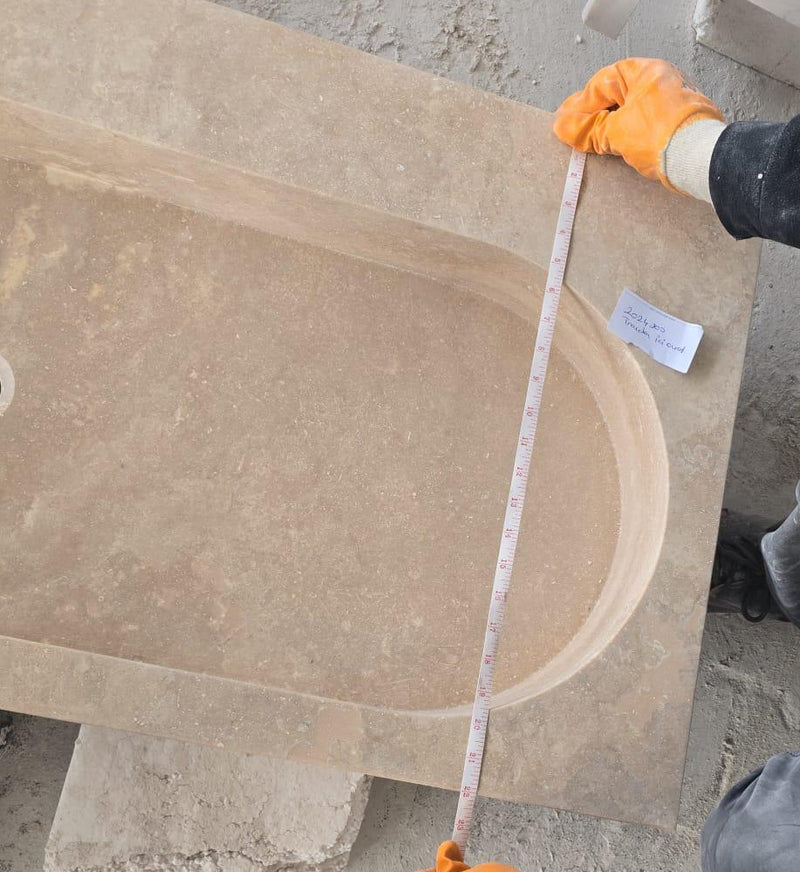 Light Travertine Natural Stone Basin Travertine Bathroom Sink (W)48" (D)22" (H)5" width measure view