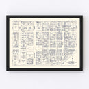 Vintage Map of New Castle, PA Business Section 1950