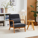 Mid-Century Modern Accent Chair, Arm Chair Living Room Chairs with Pillow Upholstered Reading Chair with Solid Wood Frame &  Living Room Bedroom Balcony (Antique Dark Grey)