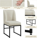 Beige Upholstered Dining Chairs Mid Back With Metal Legs 2