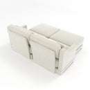 Elegant Beige Chenille Two-Seater Sofa with Ottomans and Lumbar Pillows