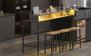 59 inch bar table, dining table, sofa table with power socket and LED light, 3 saddle stools, 4-piece bar table and chairs set for living room, dining room and kitchen