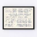 Vintage Map of Portsmouth, VA Business Section 1950