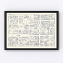 Vintage Map of Reading, PA Business Section 1950