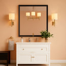 Black Metal Framed Bathroom Mirror 36x36 Inch Wall Mounted