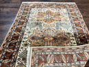 Turkish Kazak Rug 4x6, Geometric Medallions, Vintage Handmade Wool Carpet