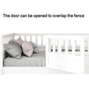 Twin Size Floor bed, integral construction with super high security barrier, door, children's floor bed frame, Montessori wooden children's floor bed, white