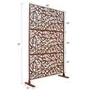 Outdoor & Indoor Privacy Screen Metal Privacy Screen 76' H×48' W, Freestanding Decorative Privacy Screen for Deck Balcony Patio, Rust Red Steel