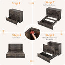 Black Oak Murphy Bed Cabinet With USB Charging Station Queen Size