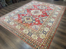 Turkish Kazak Rug 7.6 x 9.5, Geometric Medallions, Caucasian Pattern
