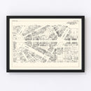 Vintage Map of Detroit, MI Business Section 1929