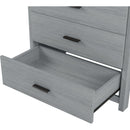 4-Pieces Bedroom Sets Queen Size Vintage Wooden Bed Frame with 2 Nightstands and 1 Dresser,Light Gray