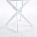Dining Table with cross metal leg and MDF top,Modern Space Saving Kitchen Table for Living Room,WHITE legs,ROUND TABLE,90x90x75cm